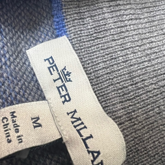 Peter Millar 1/4 Button Pullover Sweater Men 100% Wool Blue Medium NEW 615 - Picture 3 of 4